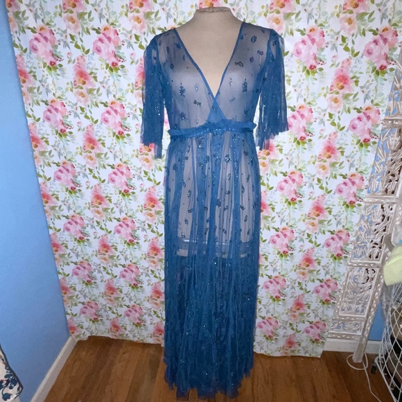 Free People Sascha Sheer Mesh Sequin Maxi Dress-A700 - Picture 2 of 5